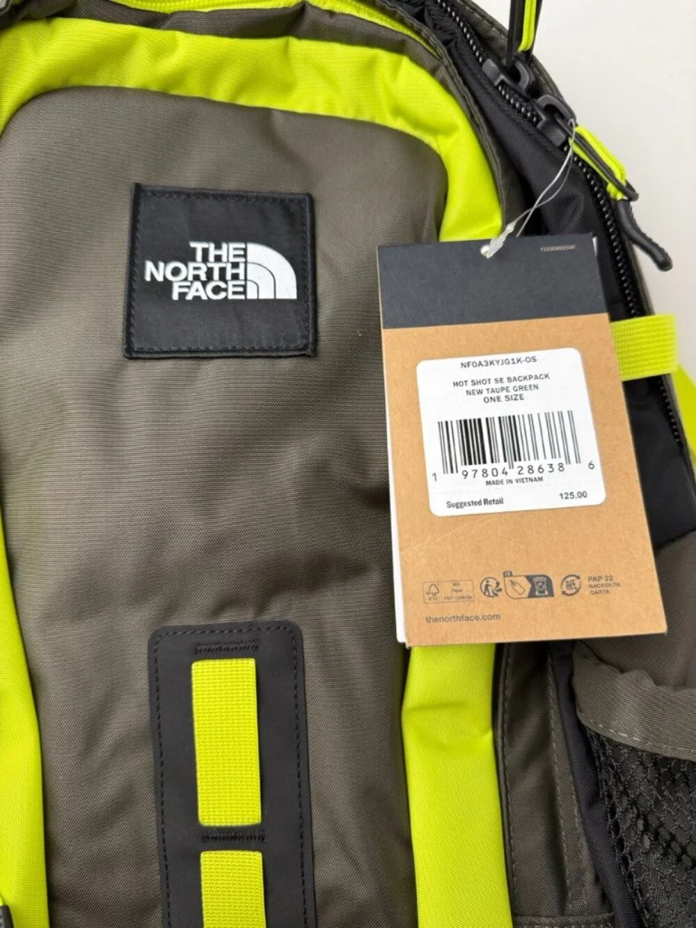 The North Face Hot Shot Unisex Travel Backpack Taupe Green 30L Special Edition